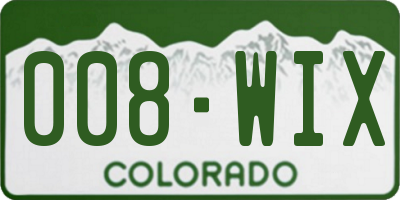 CO license plate 008WIX