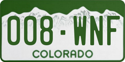 CO license plate 008WNF