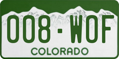 CO license plate 008WOF