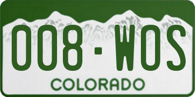 CO license plate 008WOS