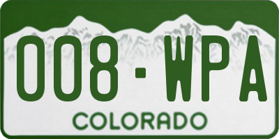 CO license plate 008WPA