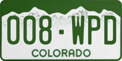 CO license plate 008WPD