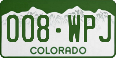 CO license plate 008WPJ