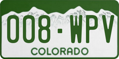 CO license plate 008WPV