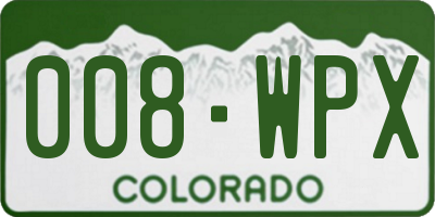 CO license plate 008WPX