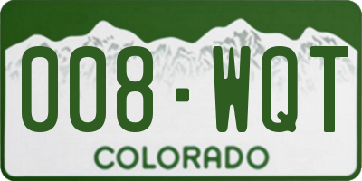 CO license plate 008WQT