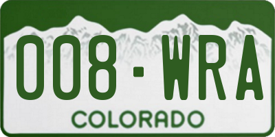 CO license plate 008WRA