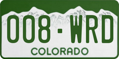 CO license plate 008WRD