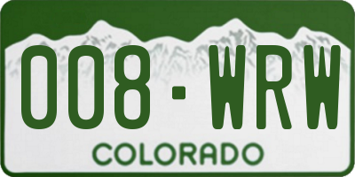 CO license plate 008WRW
