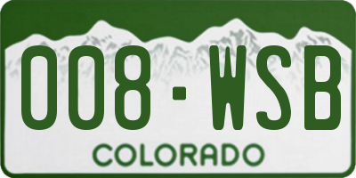 CO license plate 008WSB