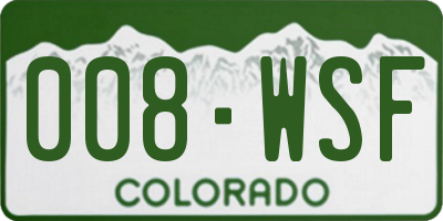 CO license plate 008WSF