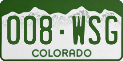 CO license plate 008WSG