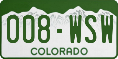 CO license plate 008WSW