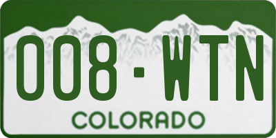 CO license plate 008WTN