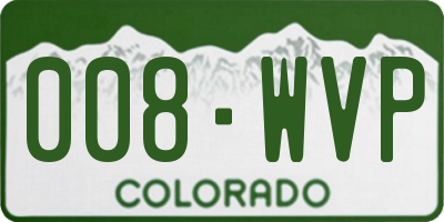 CO license plate 008WVP