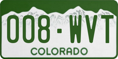 CO license plate 008WVT