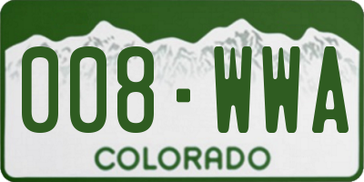 CO license plate 008WWA