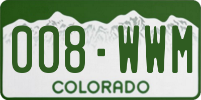 CO license plate 008WWM