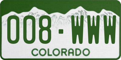 CO license plate 008WWW