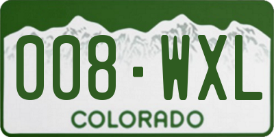 CO license plate 008WXL