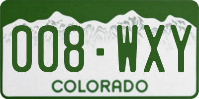 CO license plate 008WXY