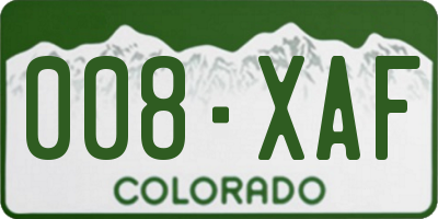 CO license plate 008XAF