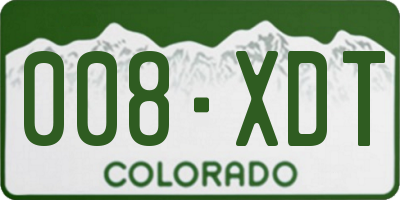CO license plate 008XDT
