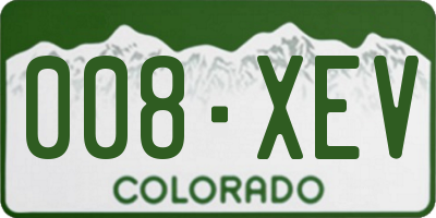 CO license plate 008XEV