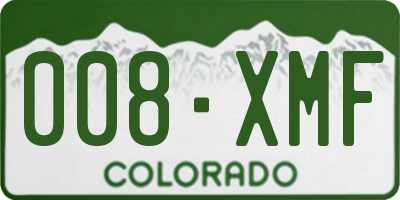 CO license plate 008XMF