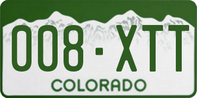 CO license plate 008XTT