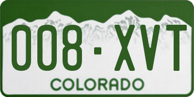 CO license plate 008XVT