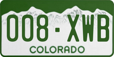 CO license plate 008XWB