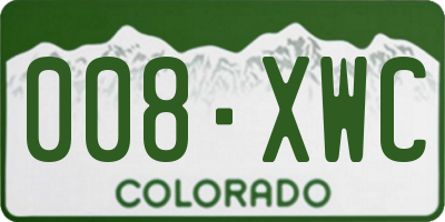 CO license plate 008XWC