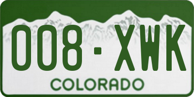 CO license plate 008XWK