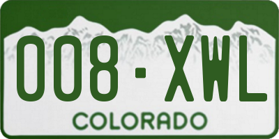CO license plate 008XWL