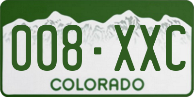 CO license plate 008XXC