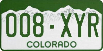 CO license plate 008XYR