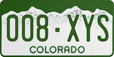 CO license plate 008XYS