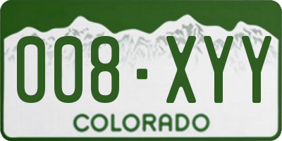 CO license plate 008XYY