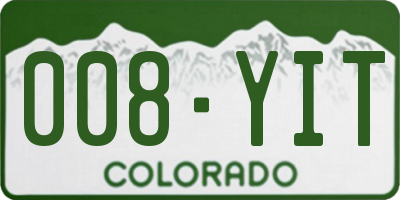 CO license plate 008YIT