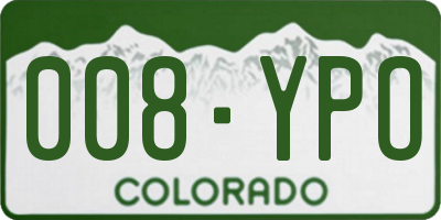 CO license plate 008YPO