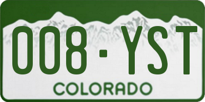 CO license plate 008YST