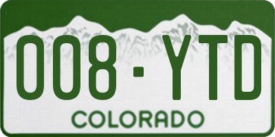 CO license plate 008YTD