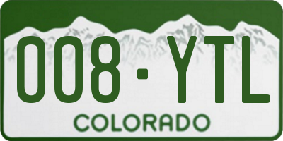CO license plate 008YTL