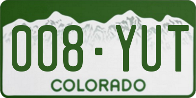 CO license plate 008YUT