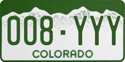 CO license plate 008YYY