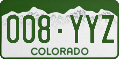 CO license plate 008YYZ