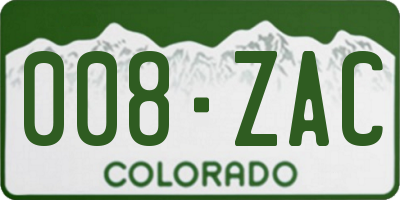 CO license plate 008ZAC