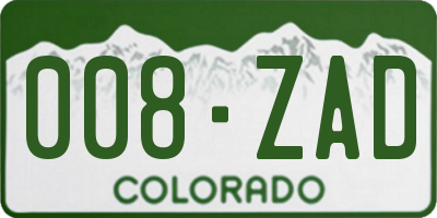 CO license plate 008ZAD