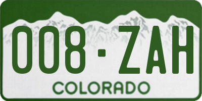 CO license plate 008ZAH
